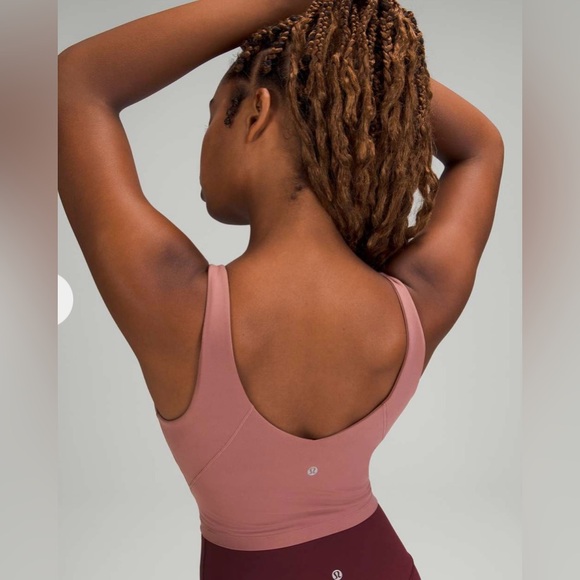 Lululemon Align gathered tank, size 8, fitted, cropped in the color spiced chai - Picture 3 of 5